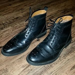 Stafford Black Wingtip Boots Dress Shoes 10